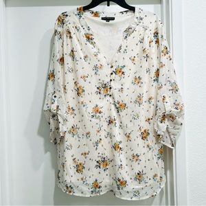 Sara Michelle Shimmer Floral Blouse, Size:2X